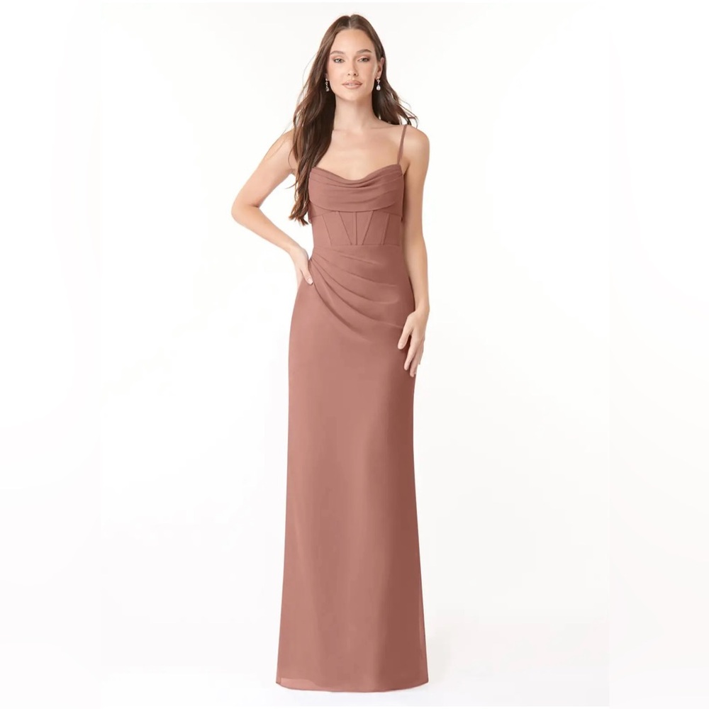 NWT Azazie Mai size 10 cedar rose corset bodice bridesmaid dress prom wedding